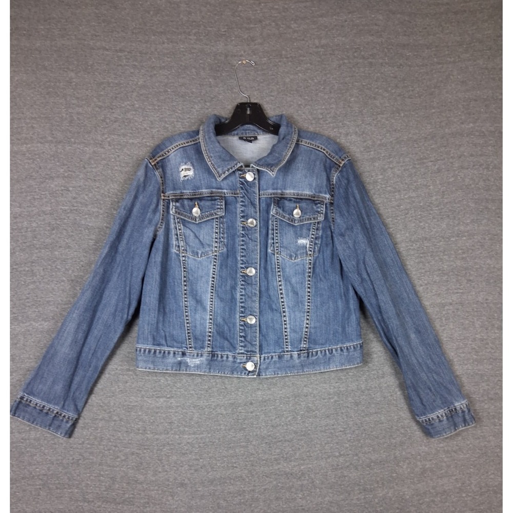 ANA Womens Jacket Extra Large XL Blue Denim Trucker Crop Classic Casual
